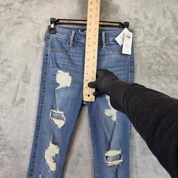 Hollister Jeans Womens 3R Blue High Rise Jean Legging Distressed W26 L28 Stretch - Picture 4 of 11